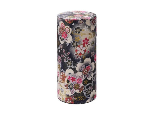 Boite à Thé 200g Fleurs Sur Fond Gris