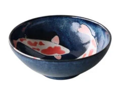 Bol à Ramen Carpes Koï Sur Fond Indigo