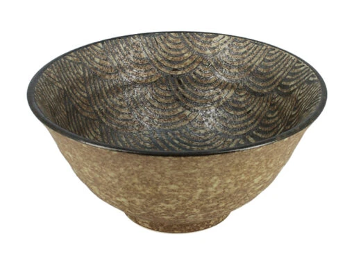 Bol à Ramen Brun Motif "nami"