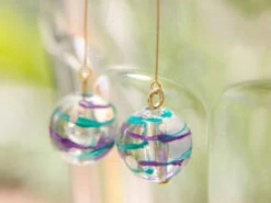 Boucles D'oreille Boule -Déco Japonaise Soldes boucles oreilles boule violet 1