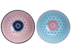 Set De 2 Bols à Riz "asanoha" Rose & Bleu Avec Baguettes -Déco Japonaise Soldes coffret 2 bols asanoha rose bleu 3