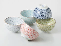 Coffret De 5 Bols "asanoha"