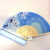 Eventail Bleu & Jaune Sakura Avec Pochette