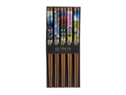 Lot De 5 Paires De Baguettes Estampes "Paysages Du Japon"