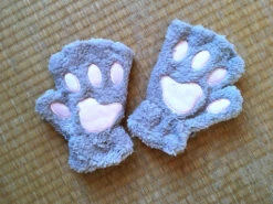 Paire De Mitaines "pattes De Chat" -Déco Japonaise Soldes mitaine chat gris