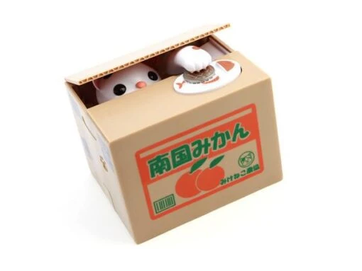 Nekobank - Tirelire Chat Dans Son Carton