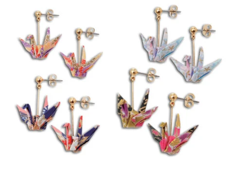 Boucles D'oreille Washi Origami Grues