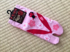 Socquettes Tabi Roses Sakura & Sarubobo 23-25cm