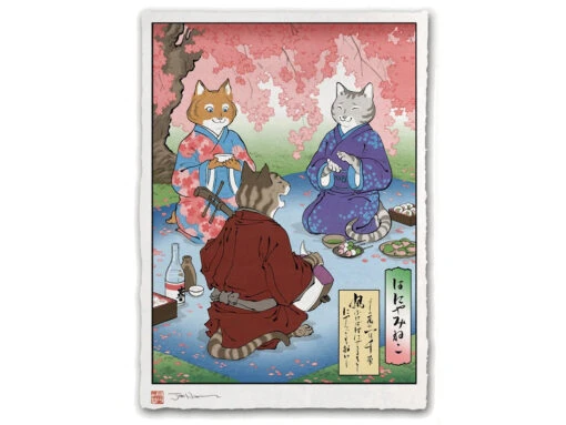 Estampe Ukiyo-e "Hanami Cats"